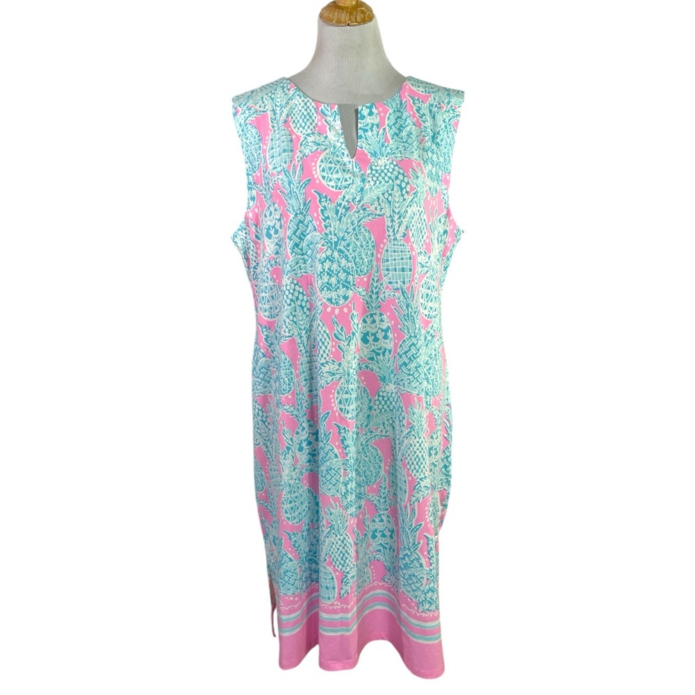 NWT Barbara Erickson Women's Shift Dress Jade Blue Pina Colada Size XXXL/ 3XL